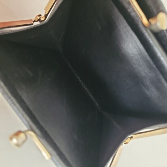 Nina Ricci Card Bill Holder Black Wallet Compact Kisslock Leather Vintage Italia - Picture 7 of 12